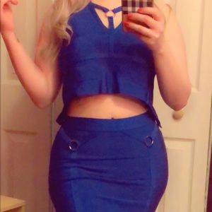 Bandaid navy blue Bebe two piece dress